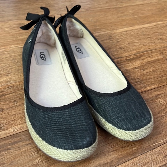UGG Shoes - NEW UGG Women's Black Canvas Indah Espadrille Flat Shoes sz 8